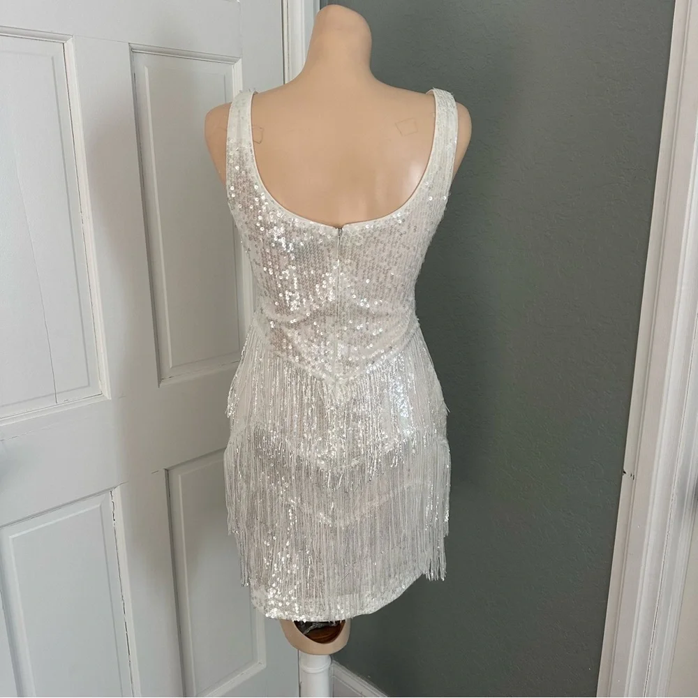 LULU’S LIMELIGHT LOVE SEQUIN FRINGE BODYCON MINI DRESS - Picture 11 of 14